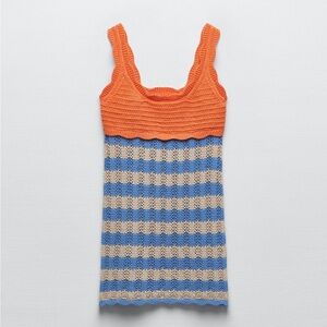 Zara Orange and Blue Striped Mini Dress